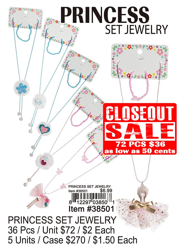 Princess Set Jewelry - Closeout 72 Pcs.